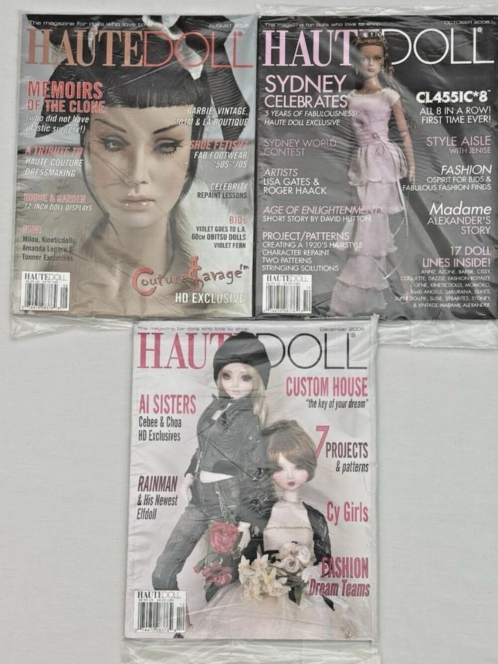 Haute Doll Magazine Lot 3 Issues 2006 Fashion Dolls July-Aug Sept-Oct Nov-Dec